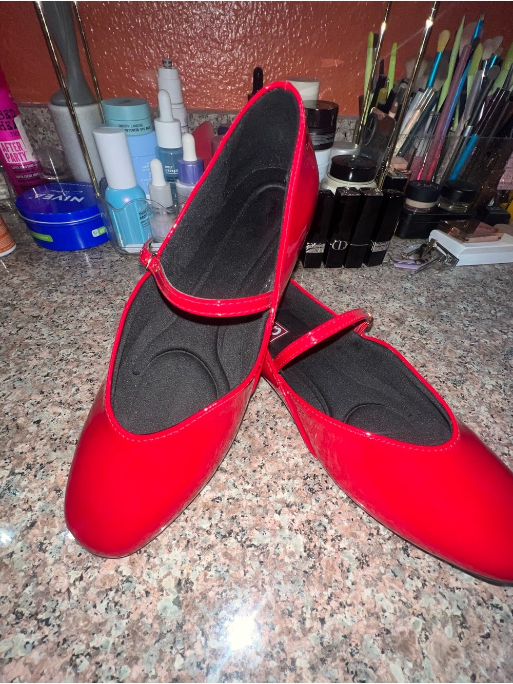 jcpenney Red Mary Jane Flats with Cushioned Insole